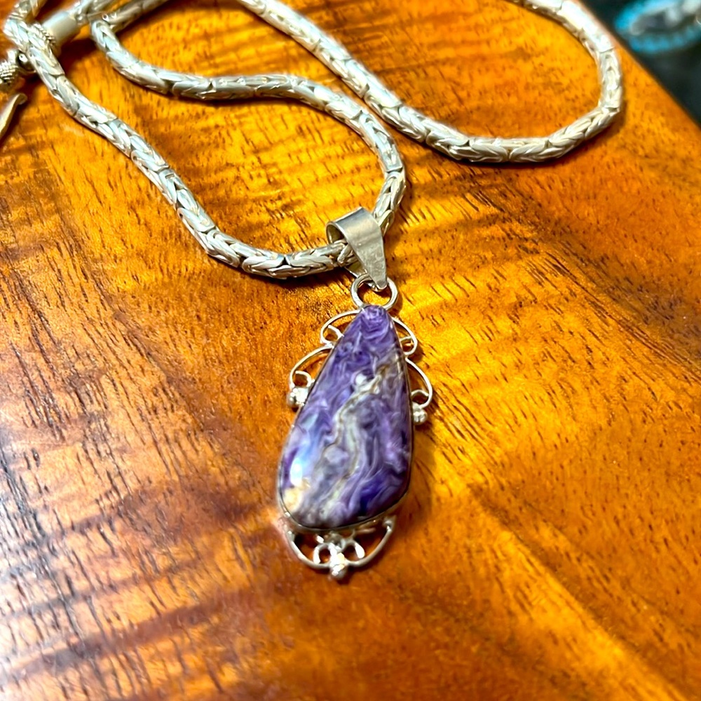 Genuine Chariite stone pendant